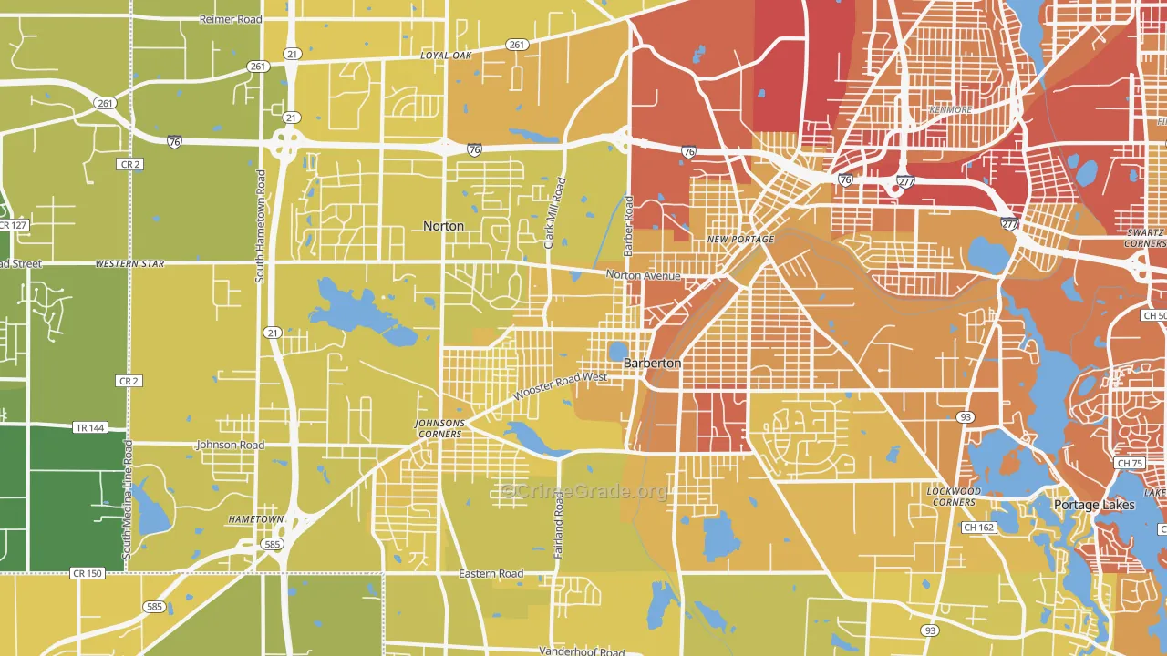 44203, OH Map of Vehicle Theft Rates