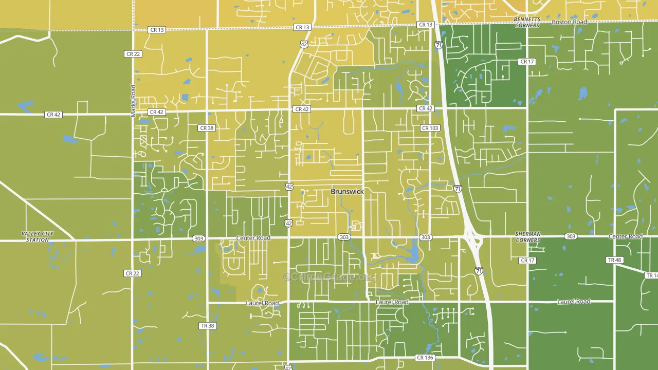 44212, OH Map of Vehicle Theft Rates