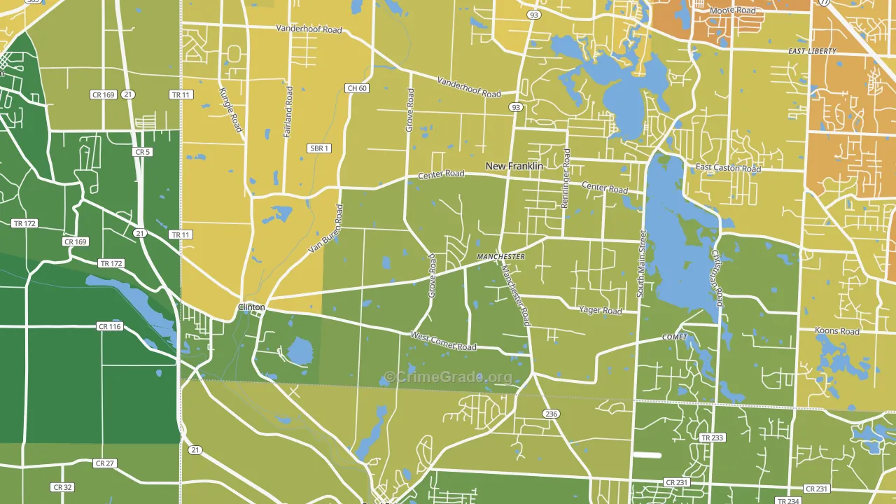44216, OH Map of Vehicle Theft Rates
