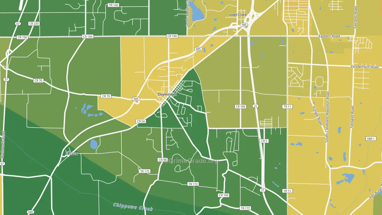 44230, OH Map of Vehicle Theft Rates