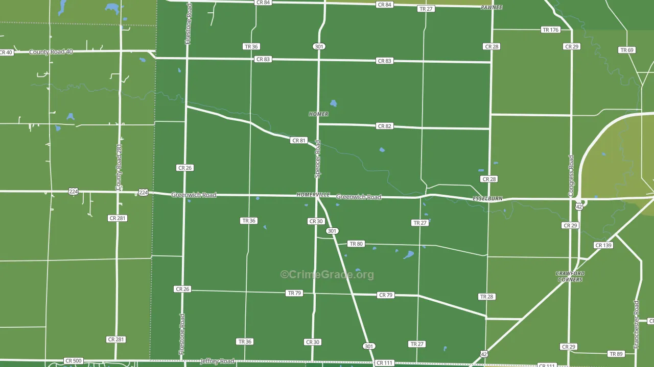 44235, OH Map of Vehicle Theft Rates