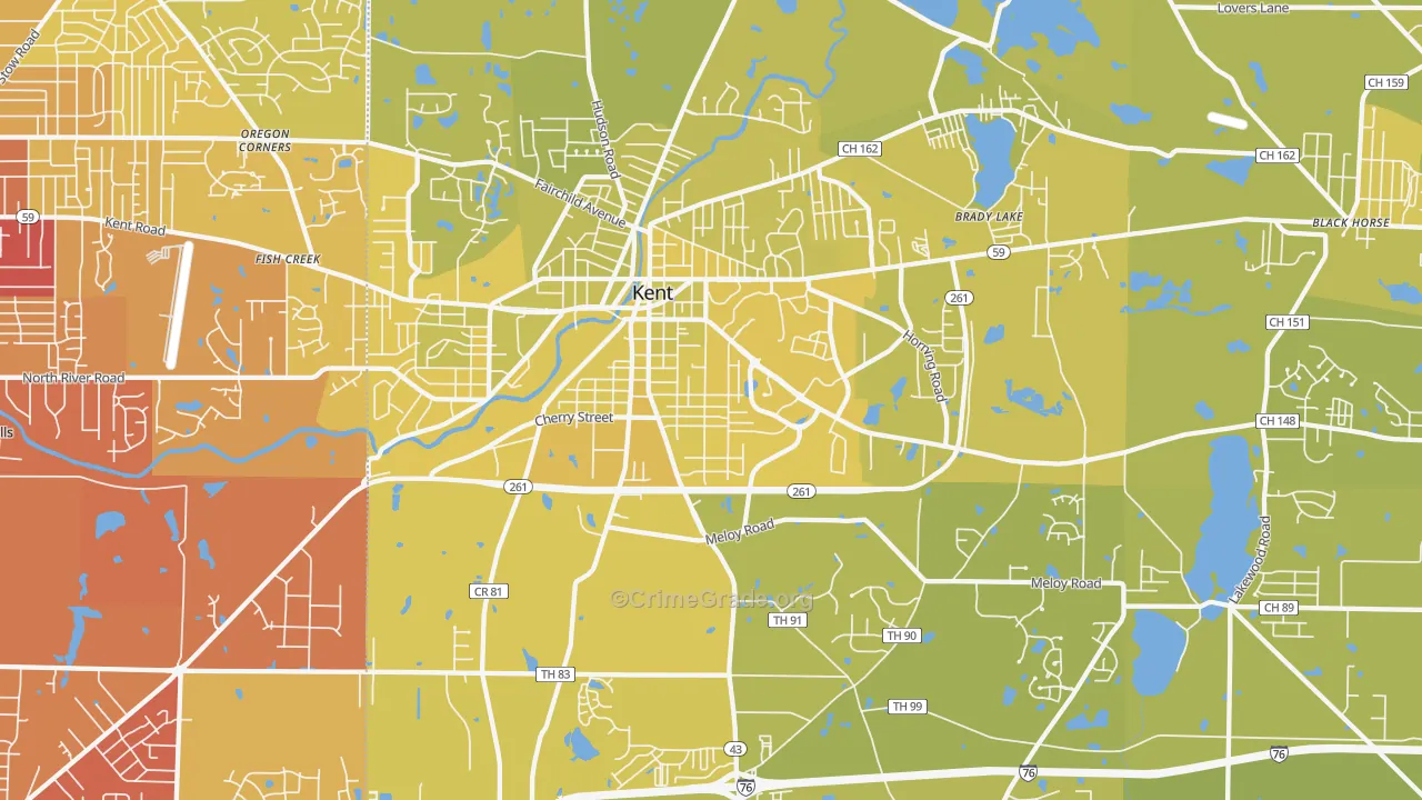 44240, OH Map of Vehicle Theft Rates