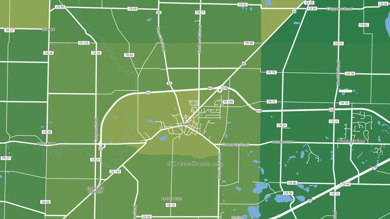 44254, OH Map of Vehicle Theft Rates