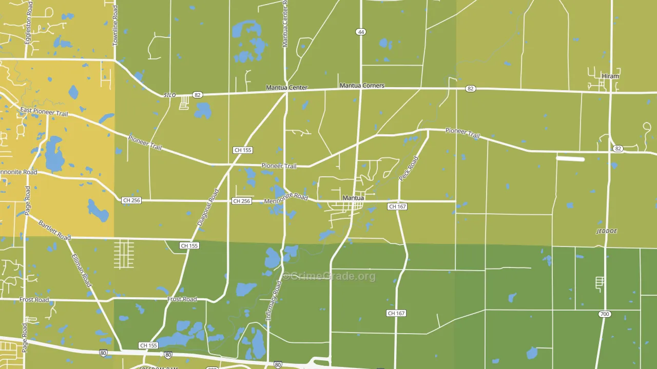 44255, OH Map of Vehicle Theft Rates