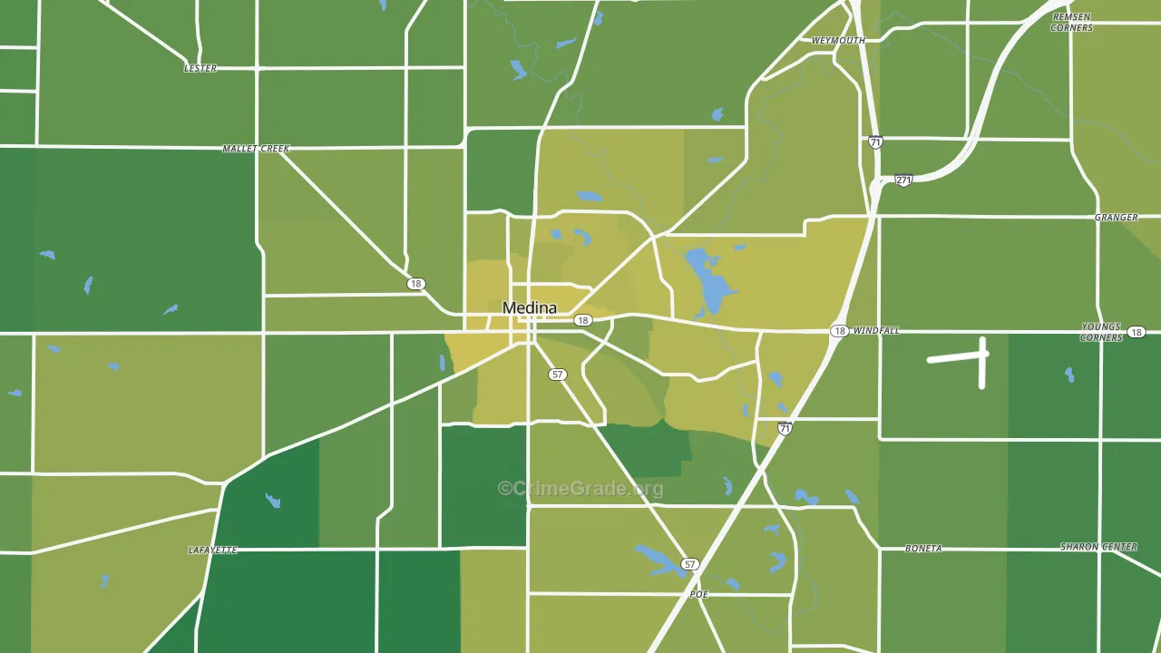 44256, OH Map of Vehicle Theft Rates