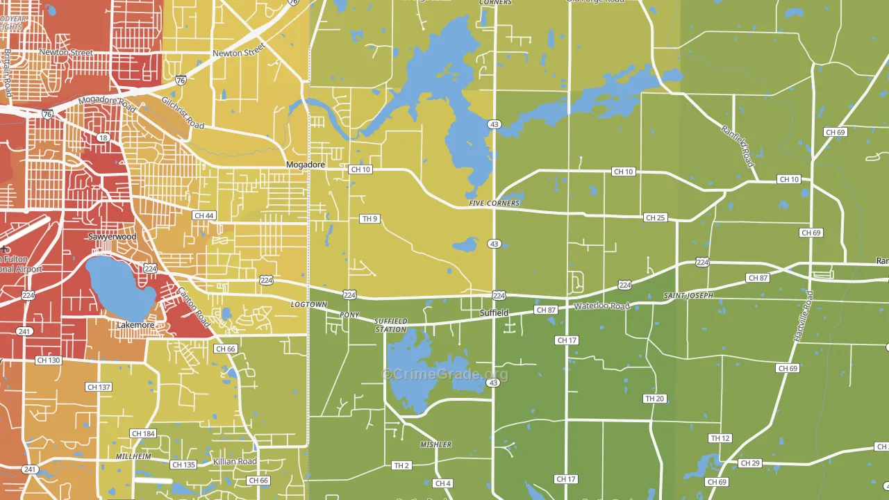 44260, OH Map of Vehicle Theft Rates