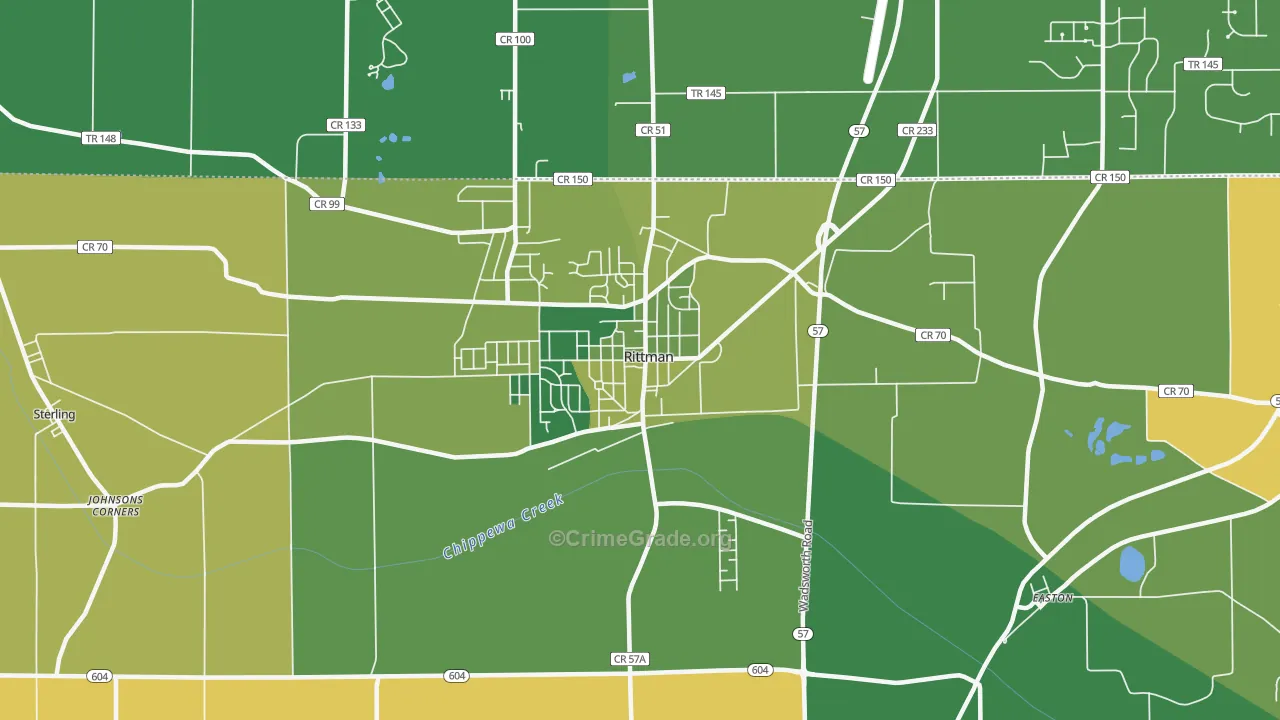 44270, OH Map of Vehicle Theft Rates