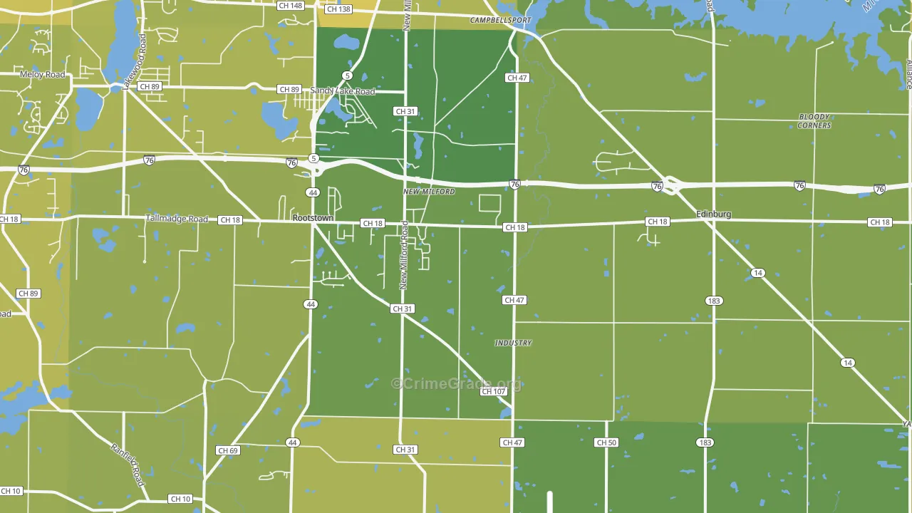 44272, OH Map of Vehicle Theft Rates