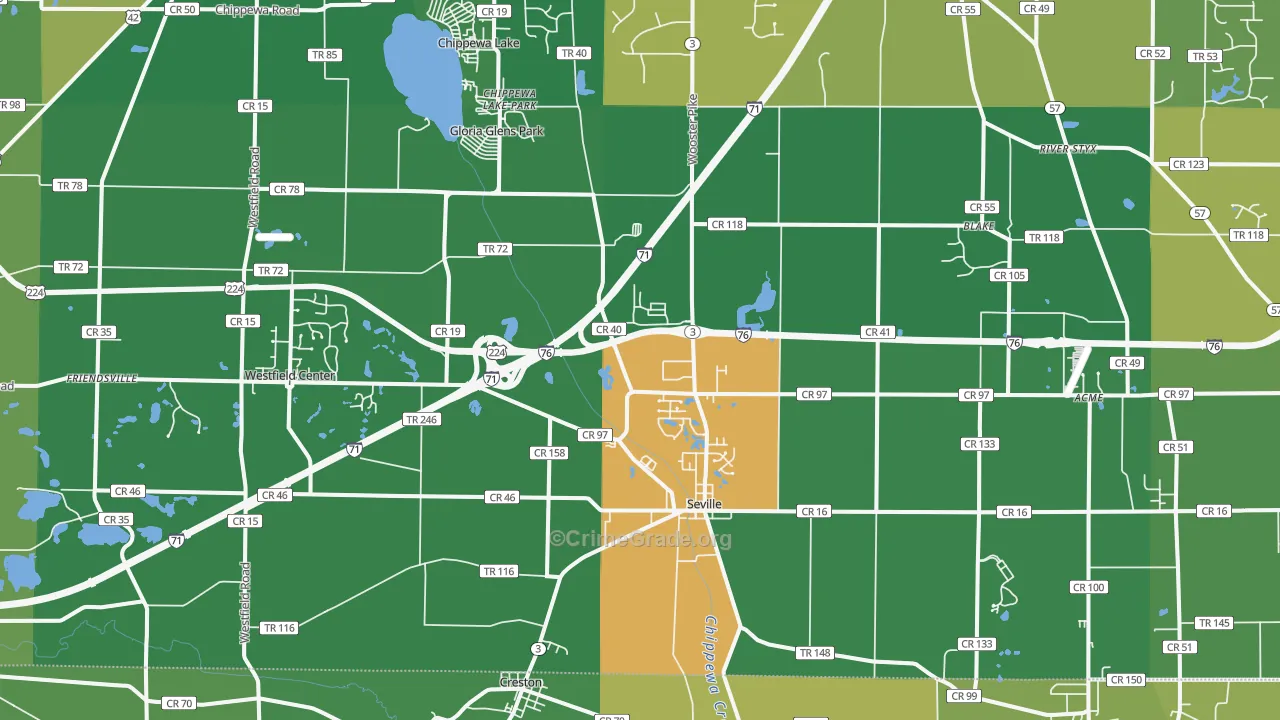 44273, OH Map of Vehicle Theft Rates