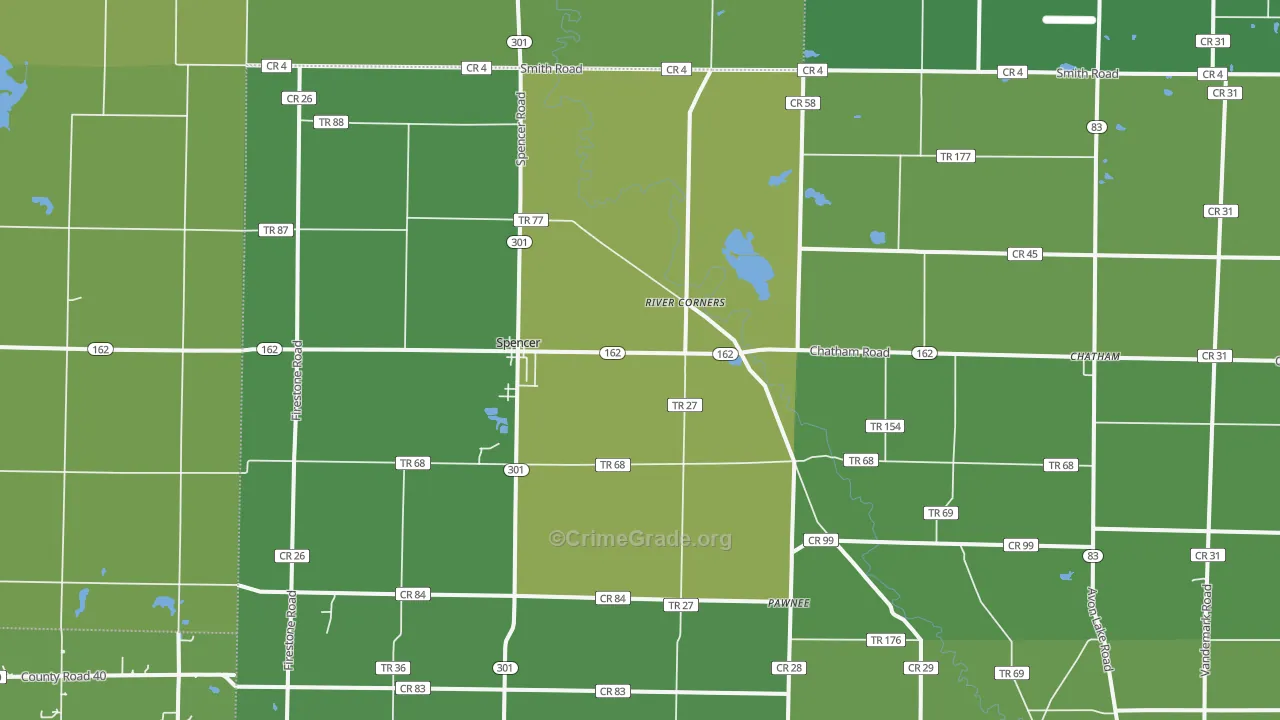 44275, OH Map of Vehicle Theft Rates