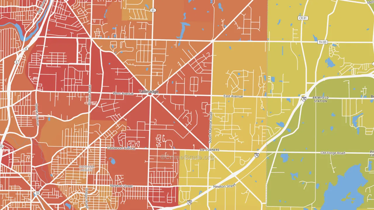 44278, OH Map of Vehicle Theft Rates