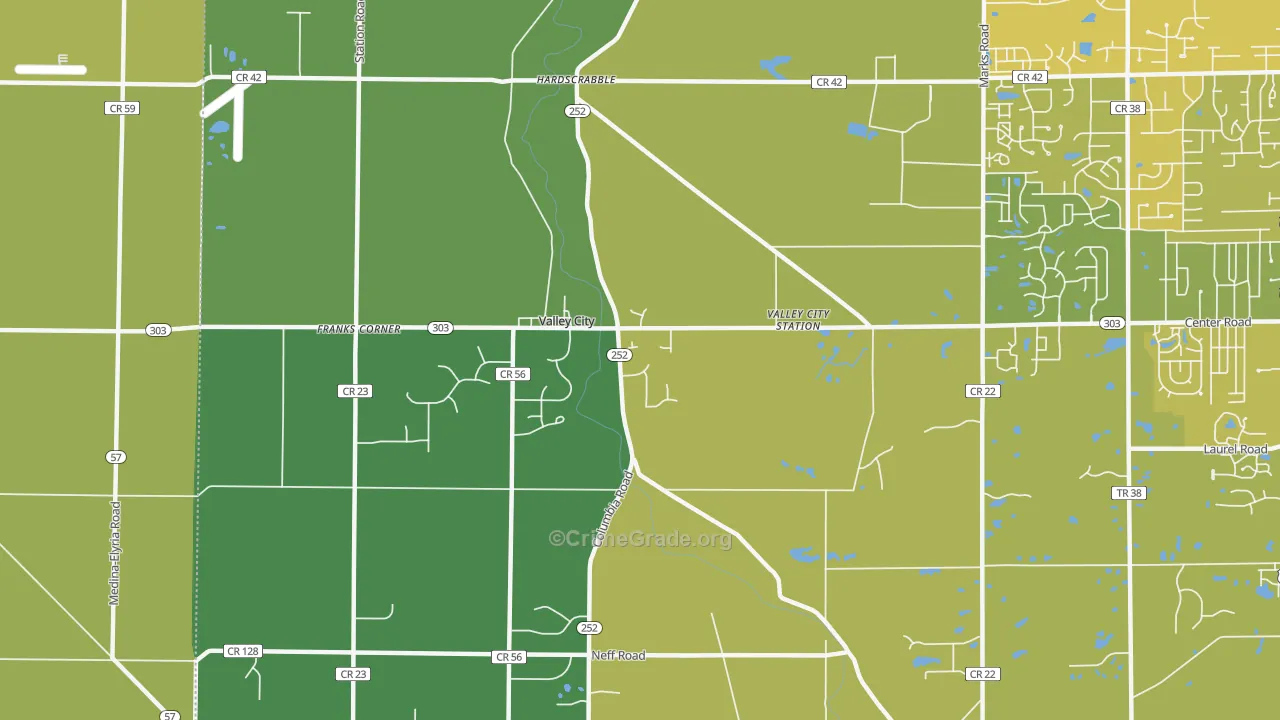 44280, OH Map of Vehicle Theft Rates