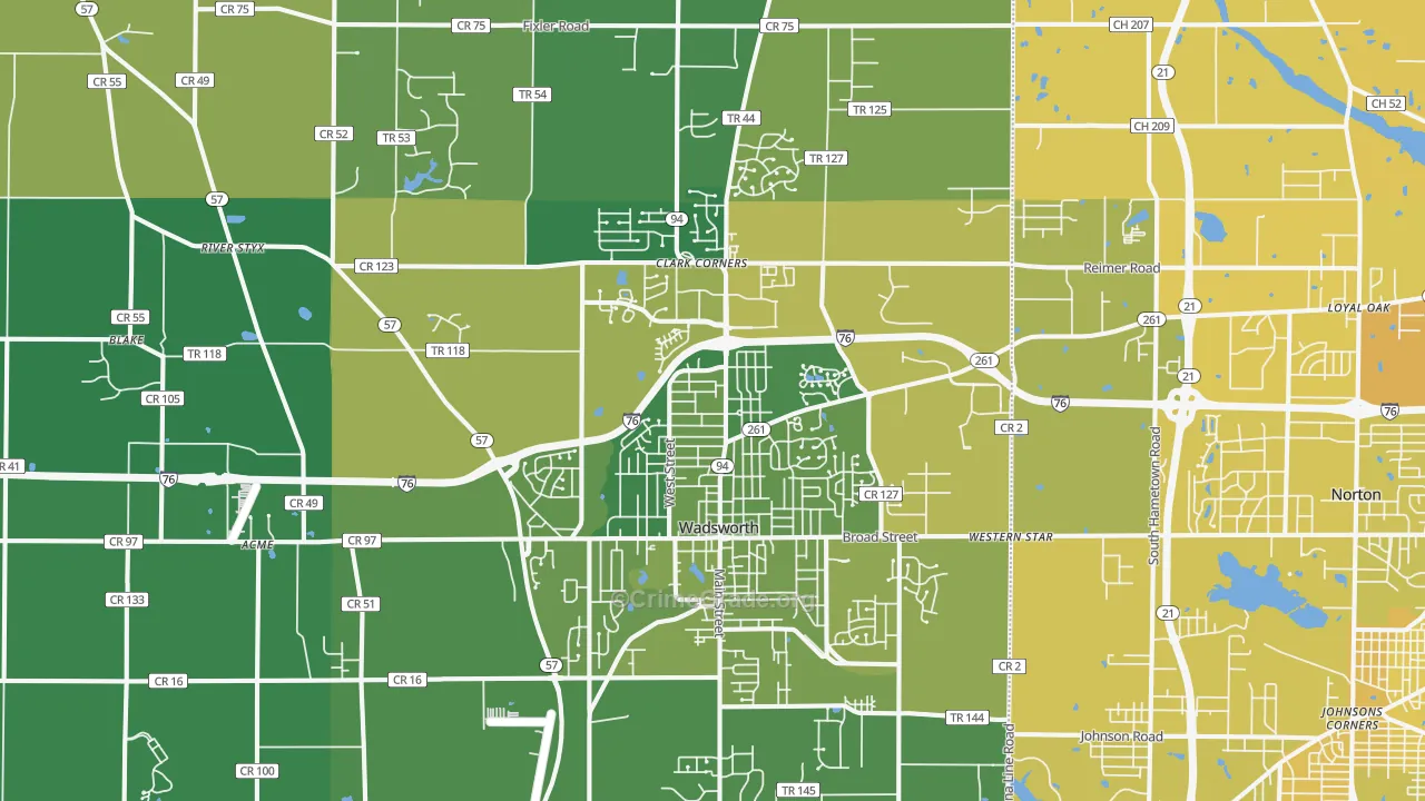 44281, OH Map of Vehicle Theft Rates