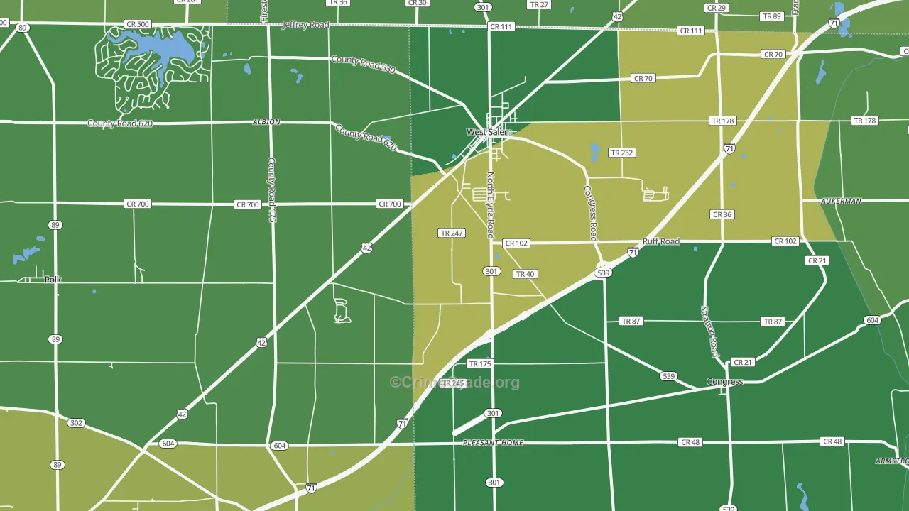 44287, OH Map of Vehicle Theft Rates