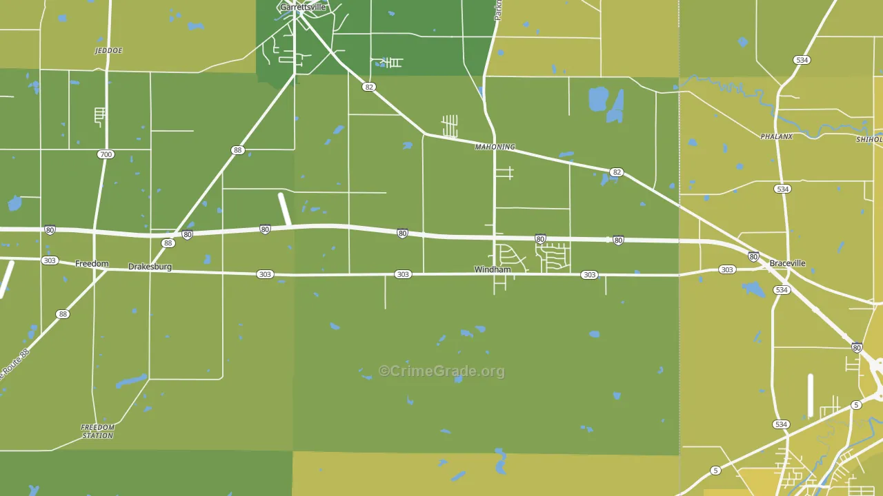44288, OH Map of Vehicle Theft Rates