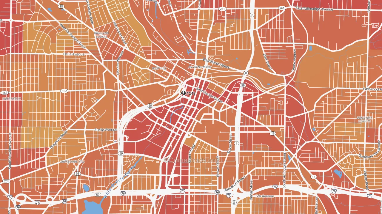 44308, OH Map of Vehicle Theft Rates