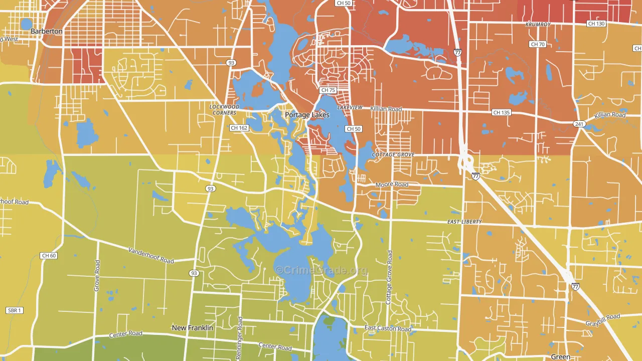 44319, OH Map of Vehicle Theft Rates