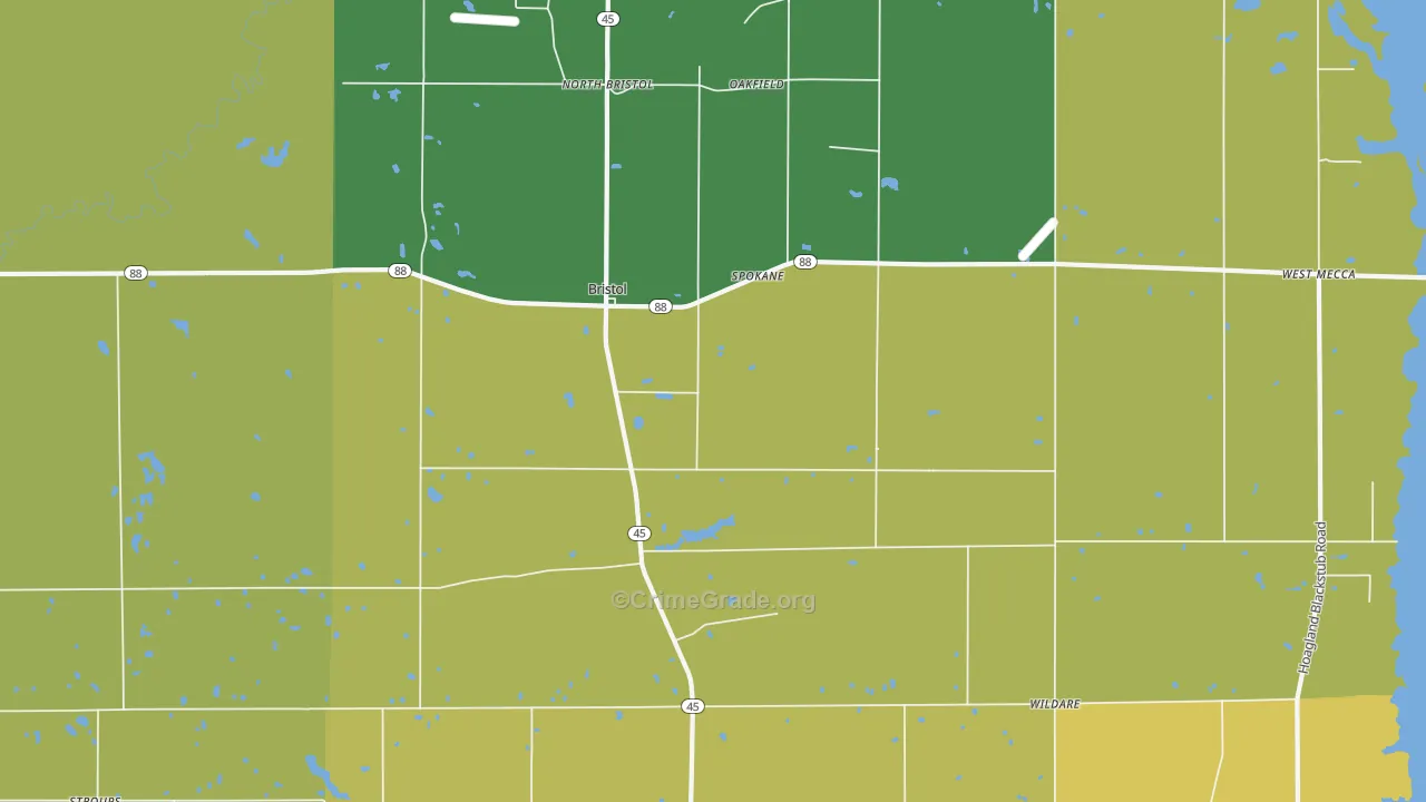 44402, OH Map of Vehicle Theft Rates