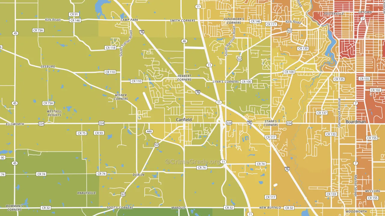 44406, OH Map of Vehicle Theft Rates