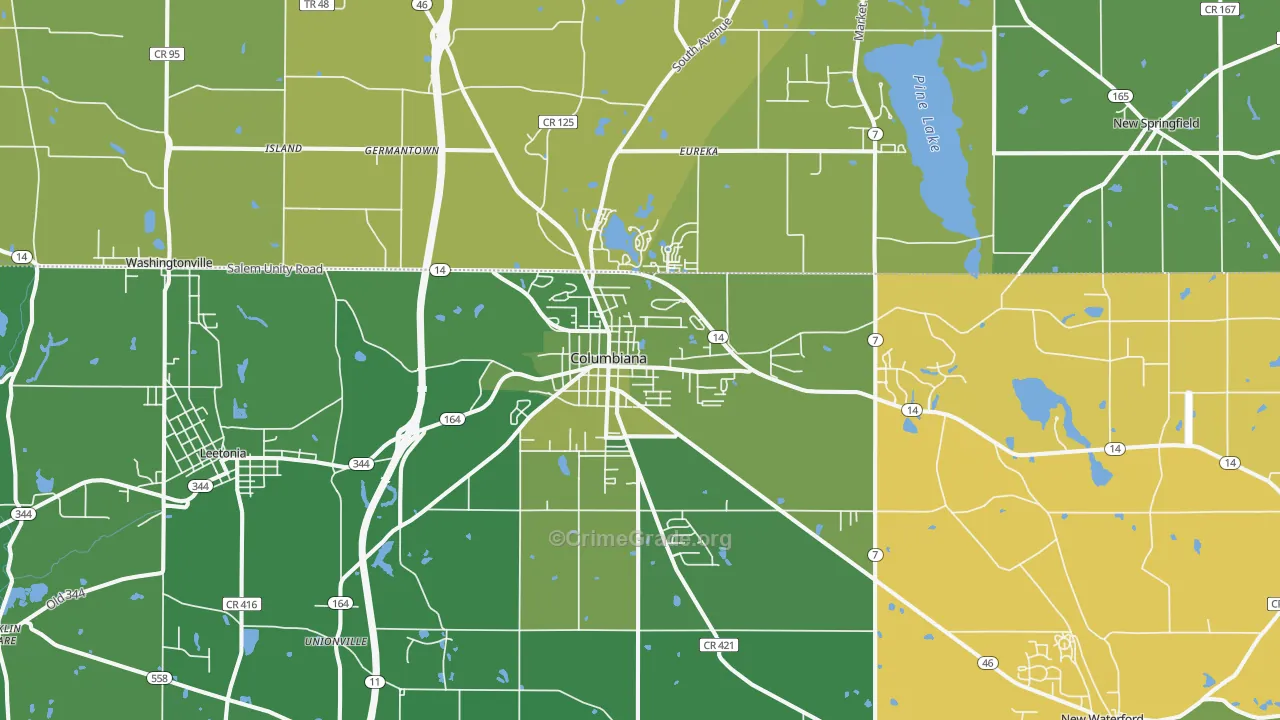 44408, OH Map of Vehicle Theft Rates