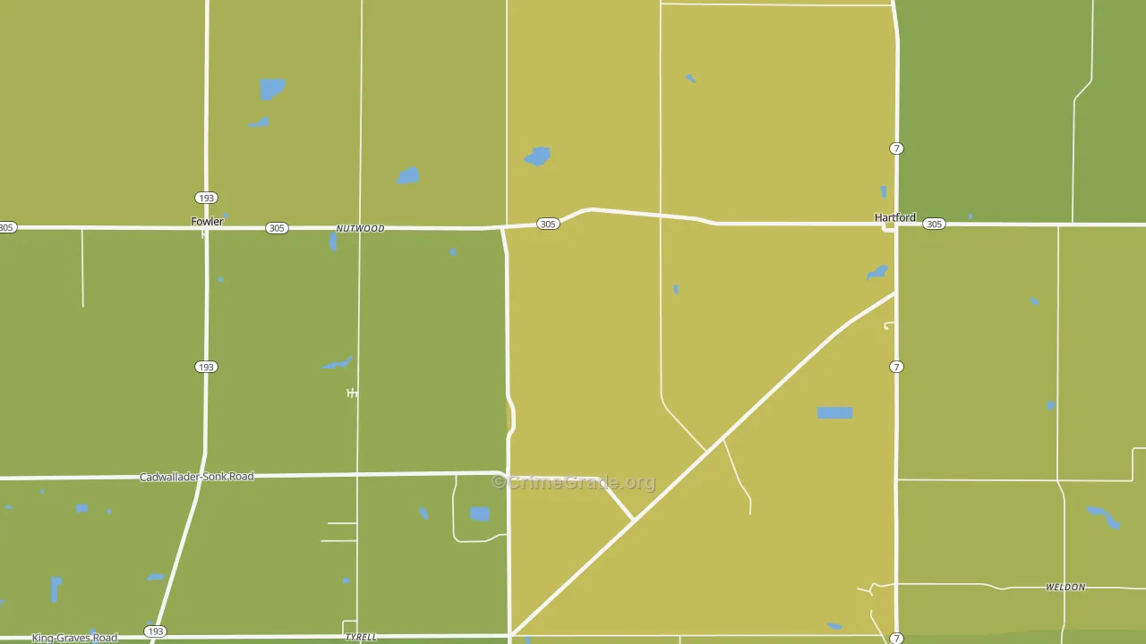 44418, OH Map of Vehicle Theft Rates