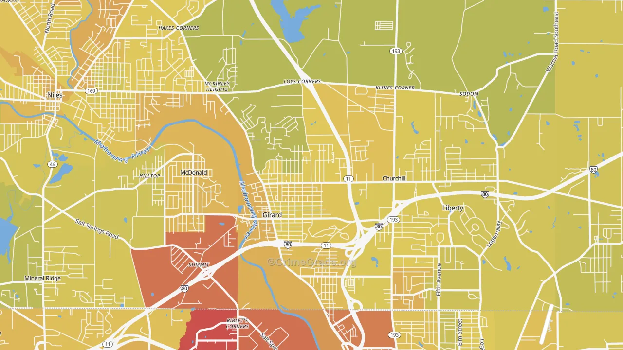 44420, OH Map of Vehicle Theft Rates