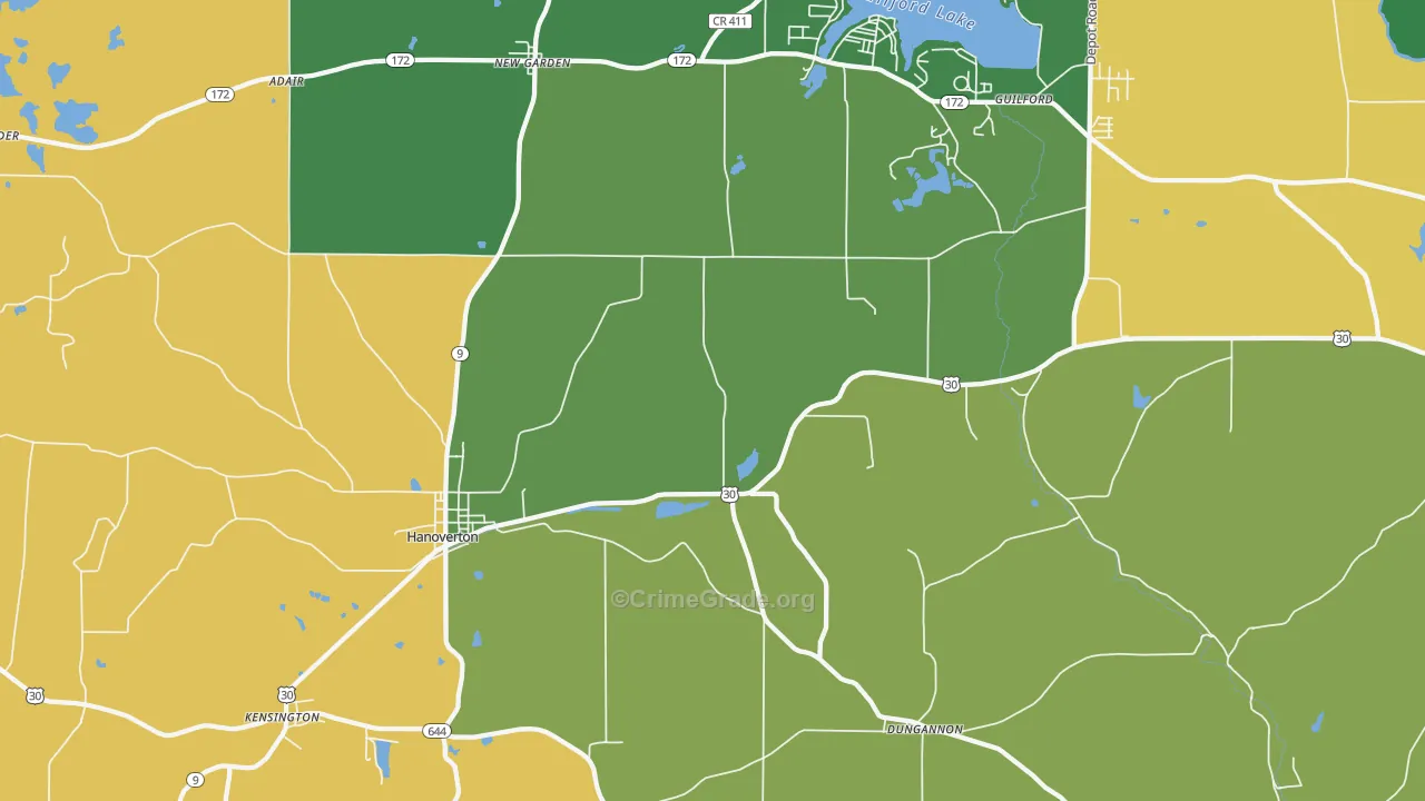 44423, OH Map of Vehicle Theft Rates