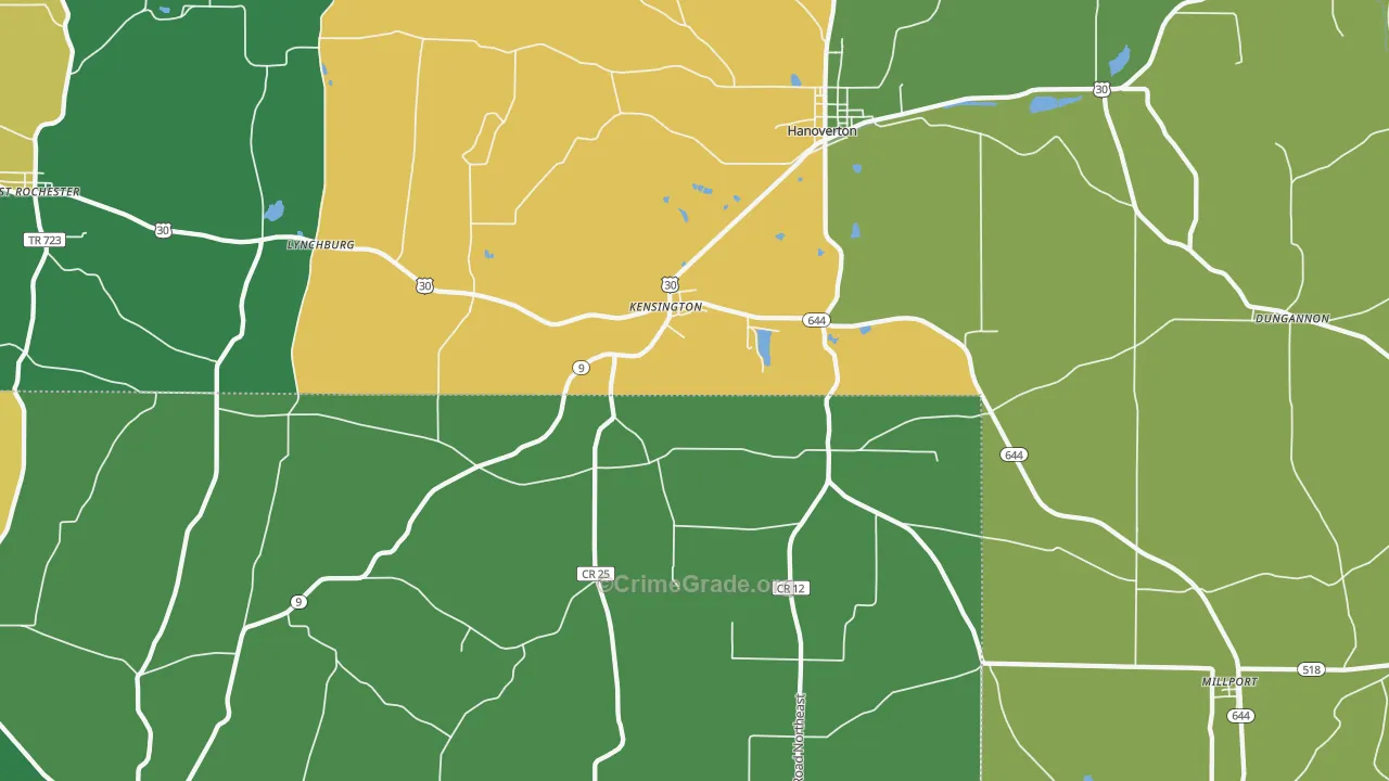 44427, OH Map of Vehicle Theft Rates