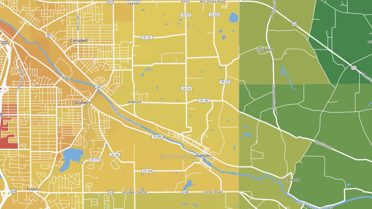 44436, OH Map of Vehicle Theft Rates