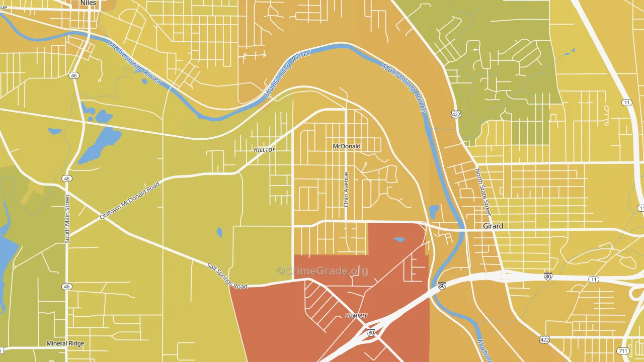 44437, OH Map of Vehicle Theft Rates
