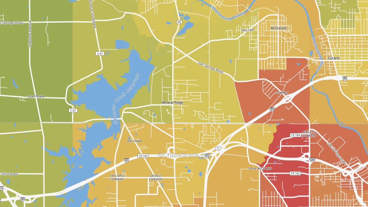 44440, OH Map of Vehicle Theft Rates