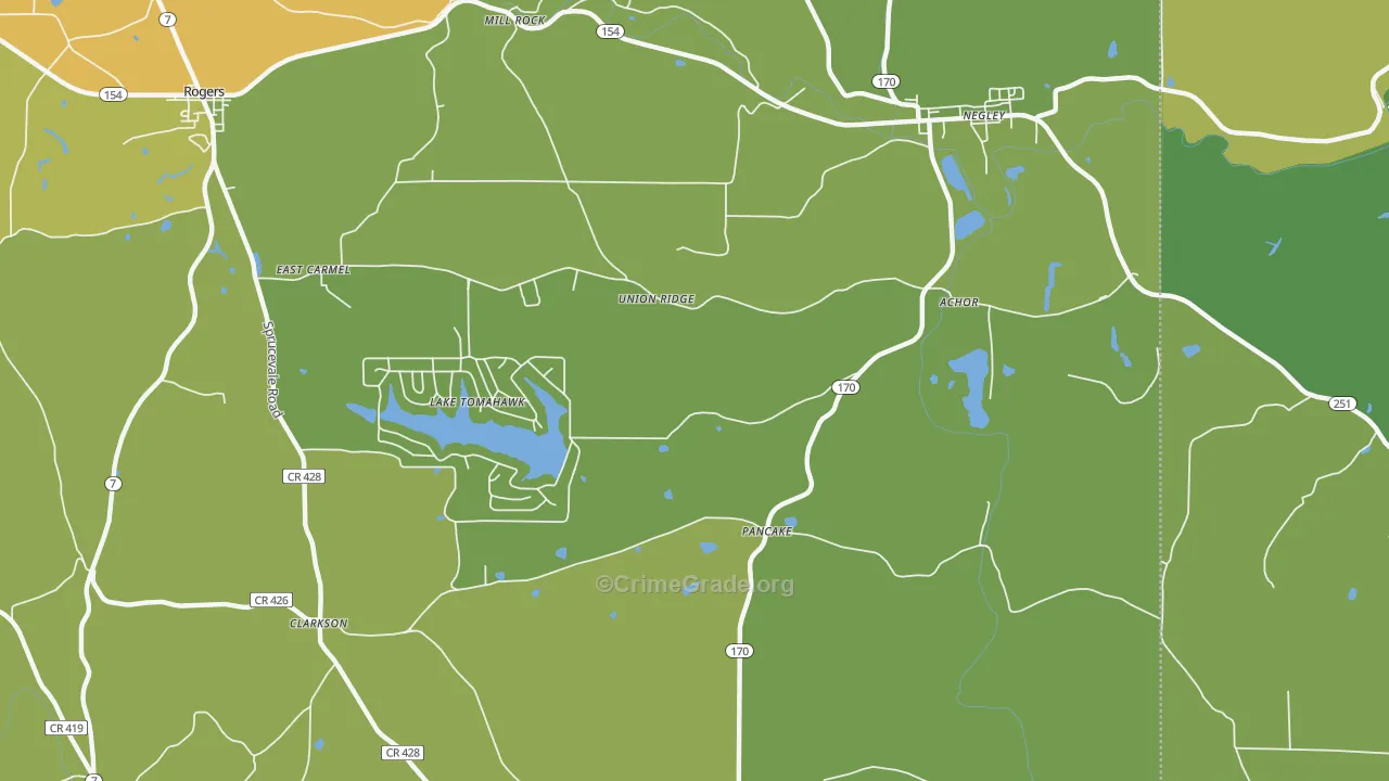 44441, OH Map of Vehicle Theft Rates