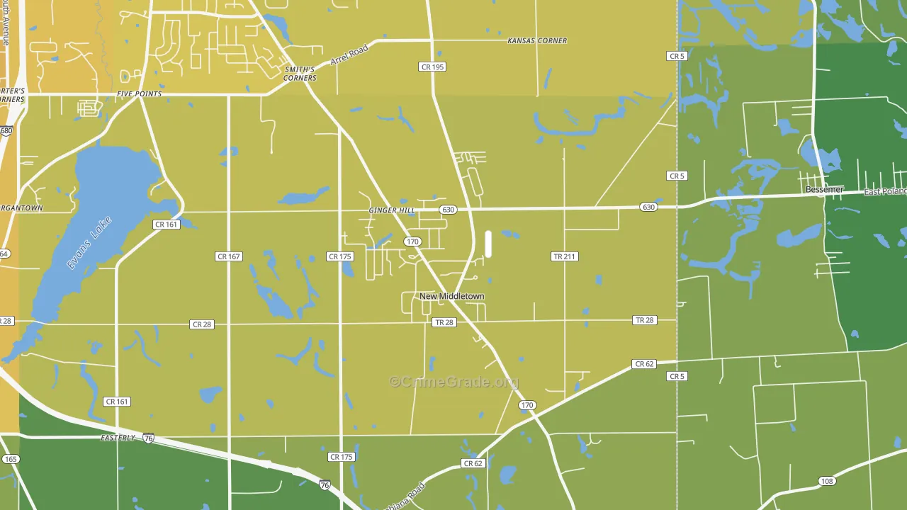 44442, OH Map of Vehicle Theft Rates