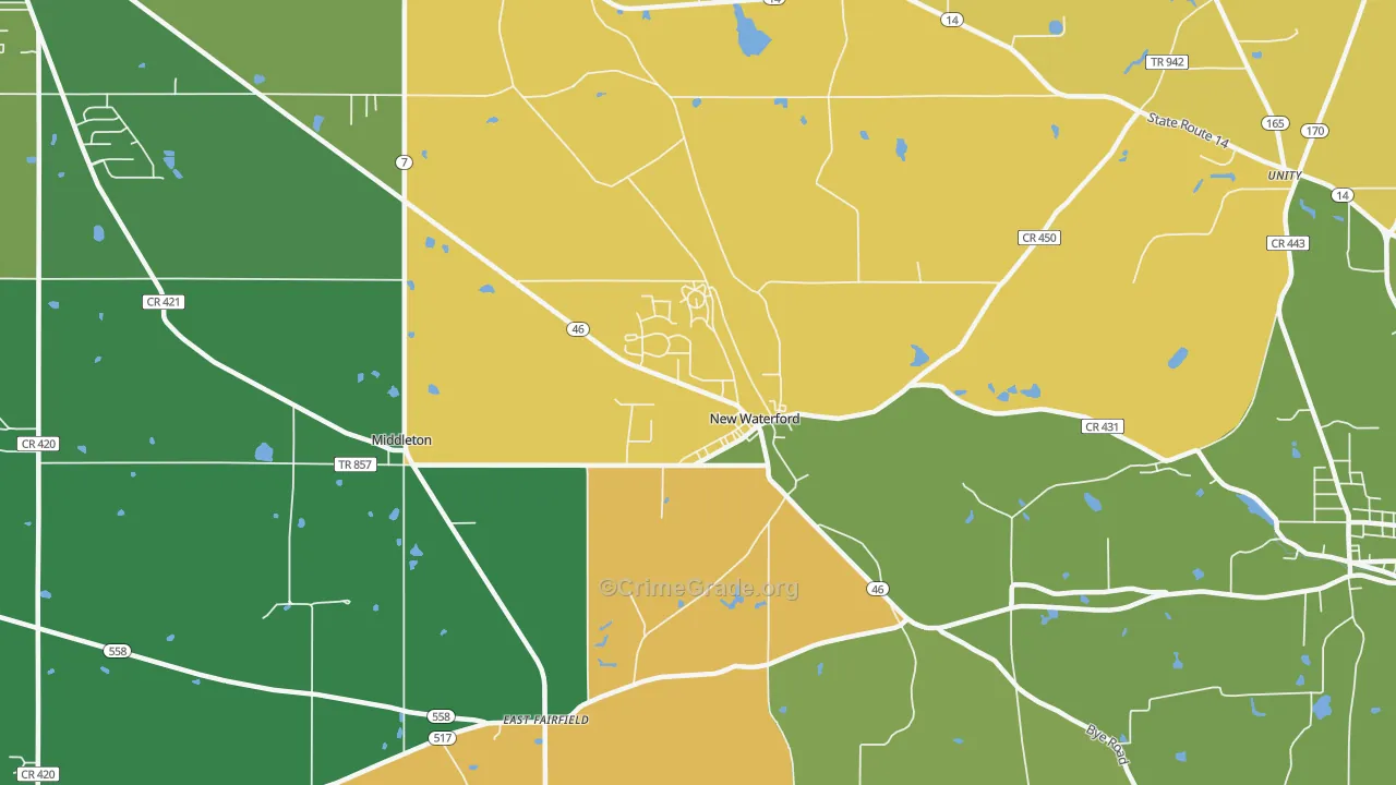 44445, OH Map of Vehicle Theft Rates