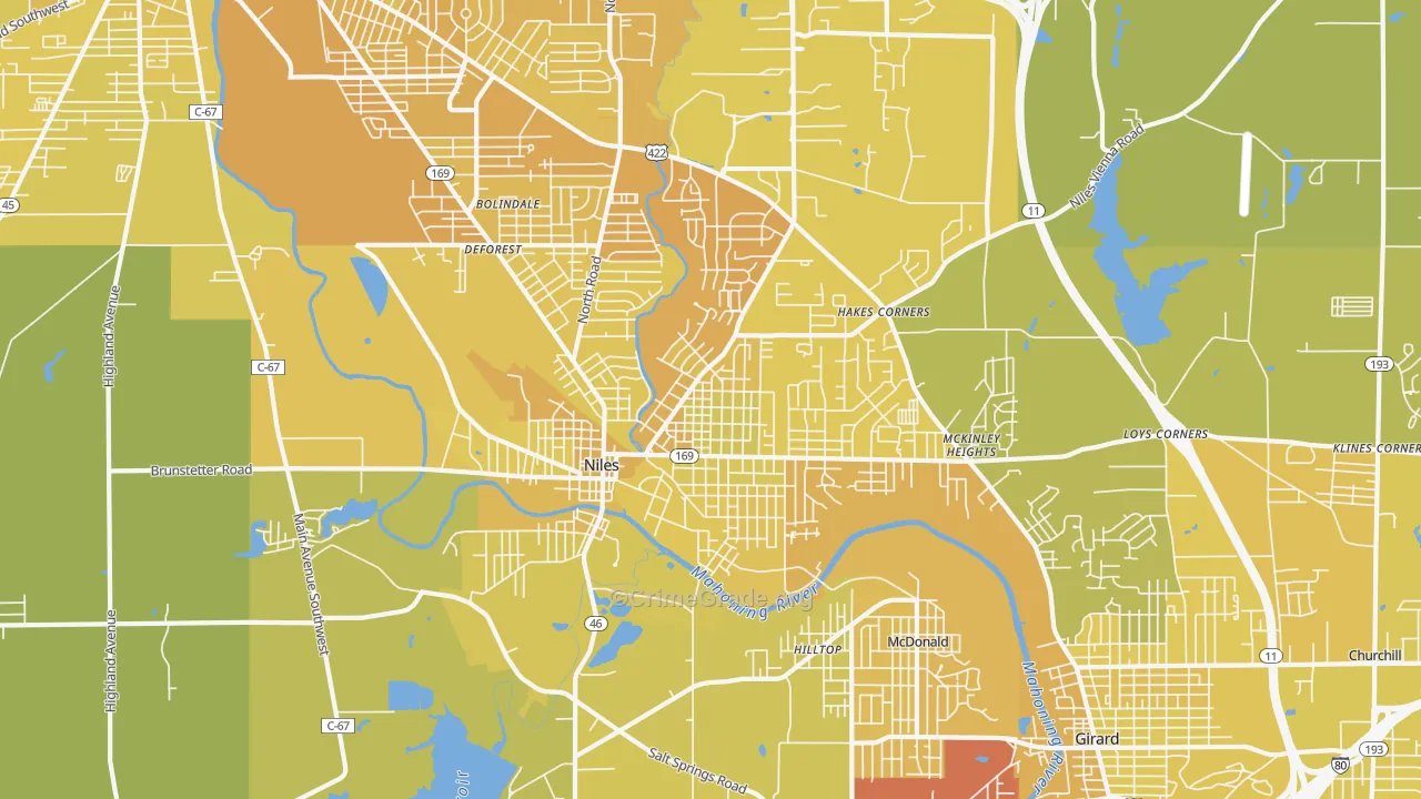 44446, OH Map of Vehicle Theft Rates