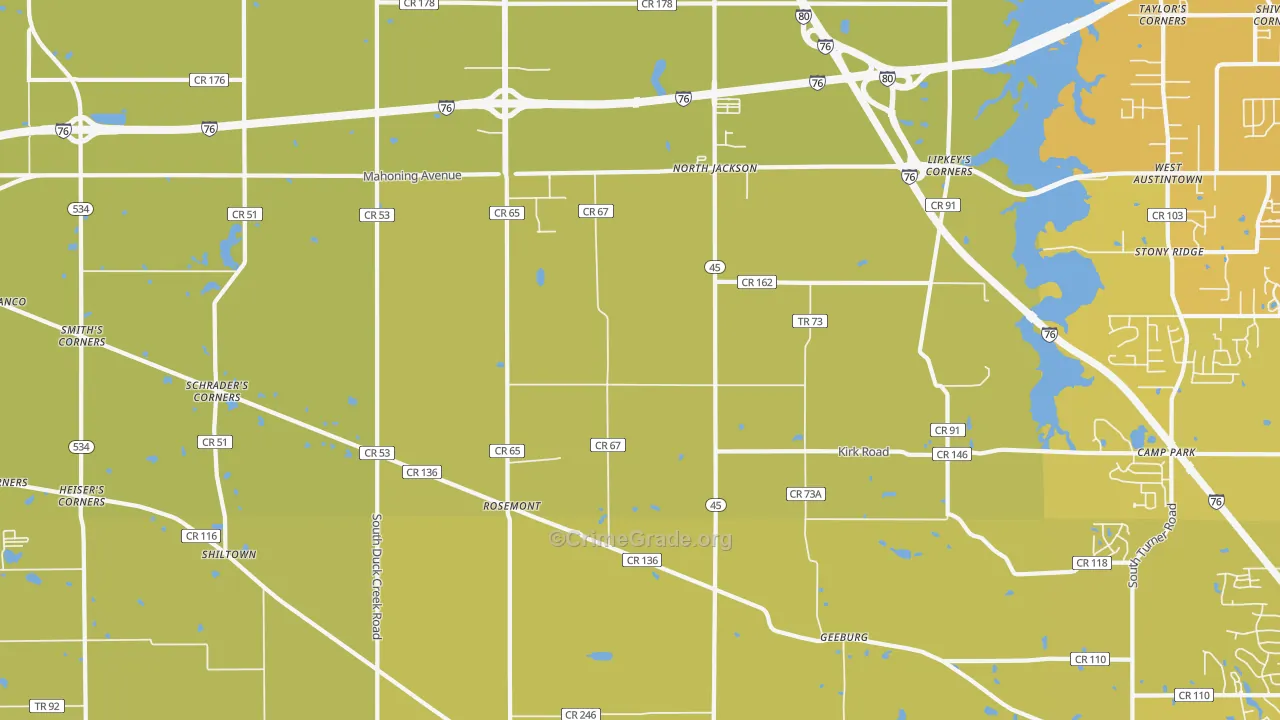 44451, OH Map of Vehicle Theft Rates