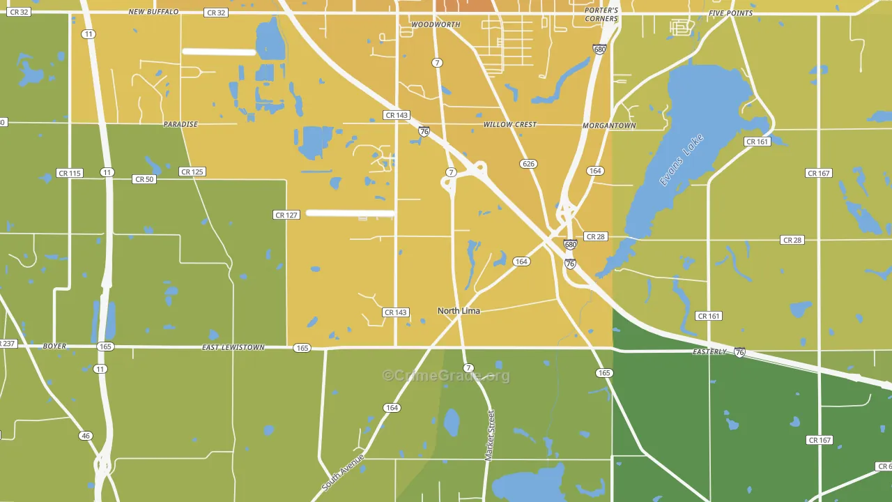 44452, OH Map of Vehicle Theft Rates