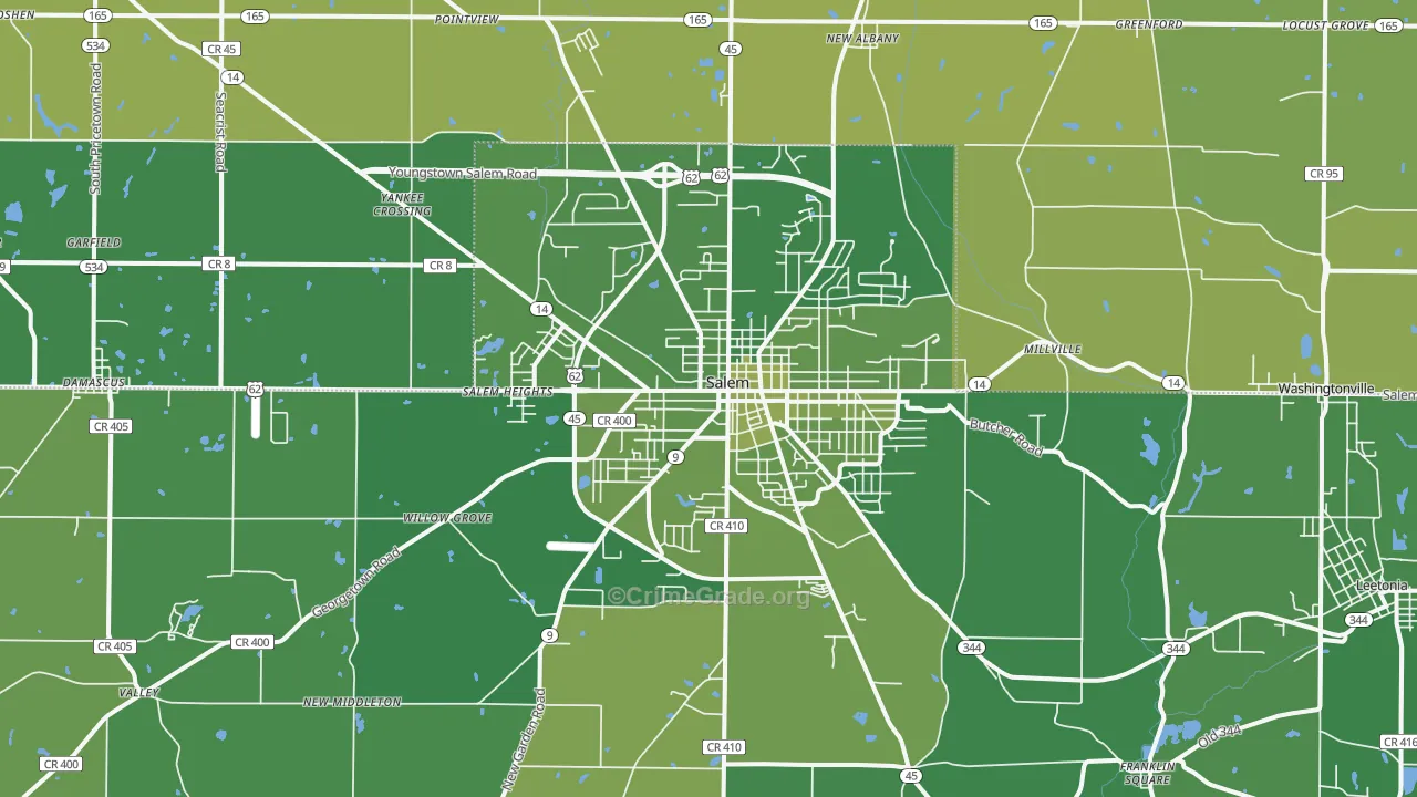44460, OH Map of Vehicle Theft Rates