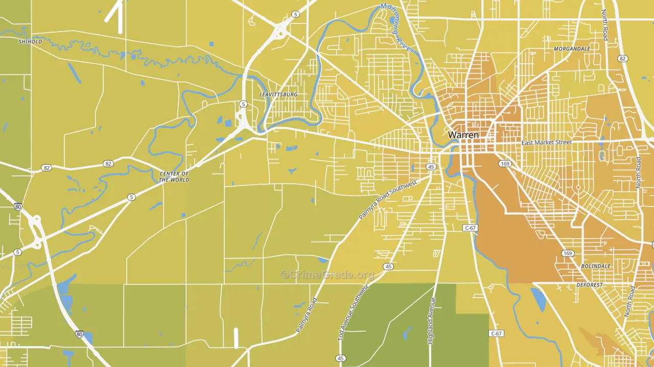44481, OH Map of Vehicle Theft Rates