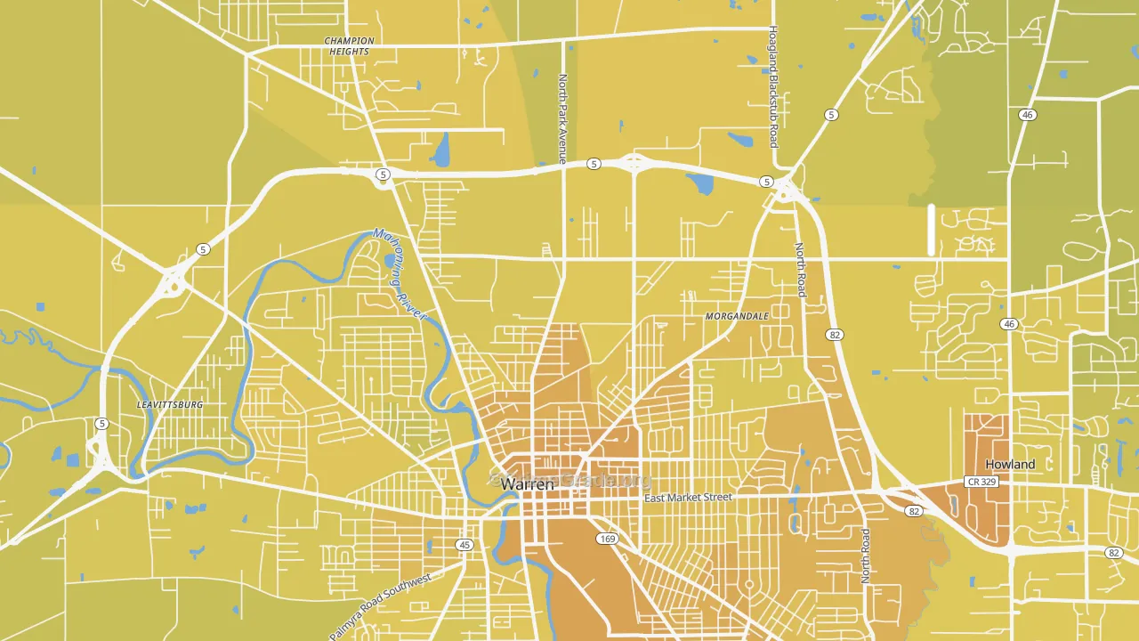 44483, OH Map of Vehicle Theft Rates