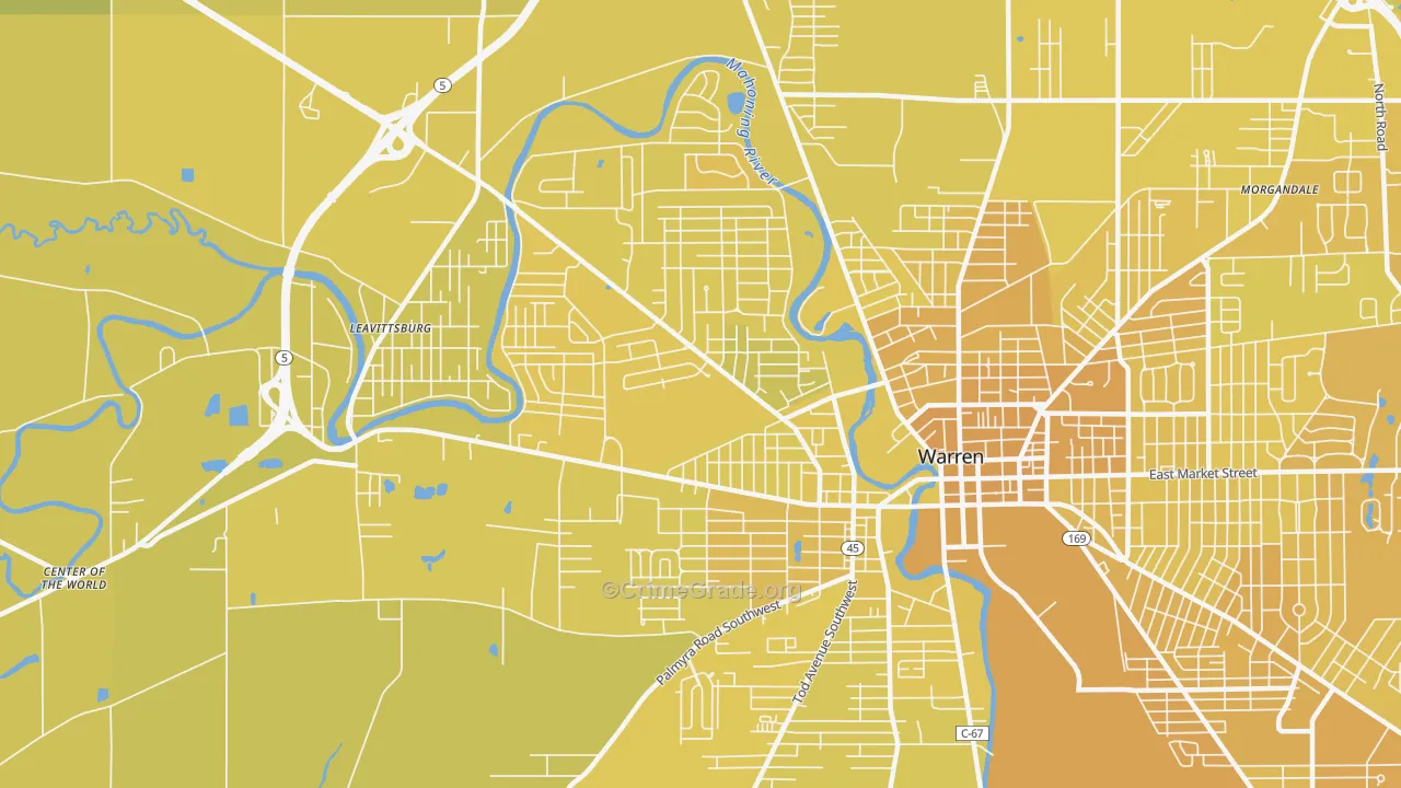 44485, OH Map of Vehicle Theft Rates