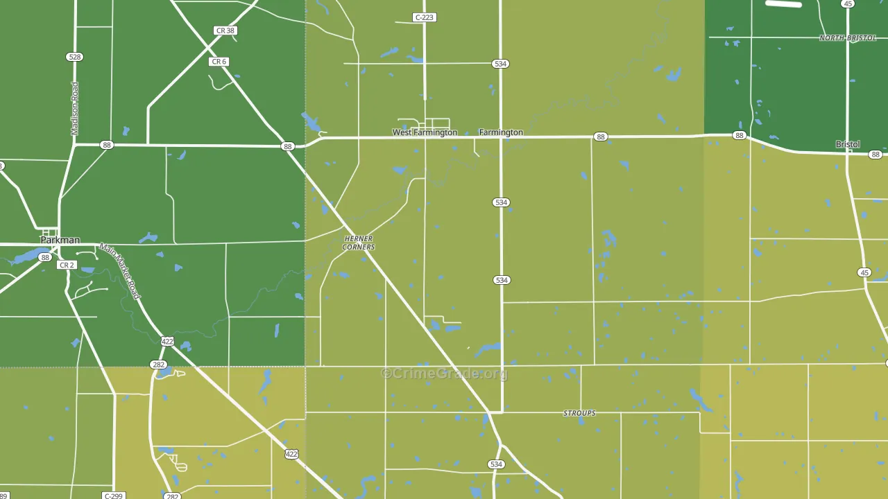 44491, OH Map of Vehicle Theft Rates