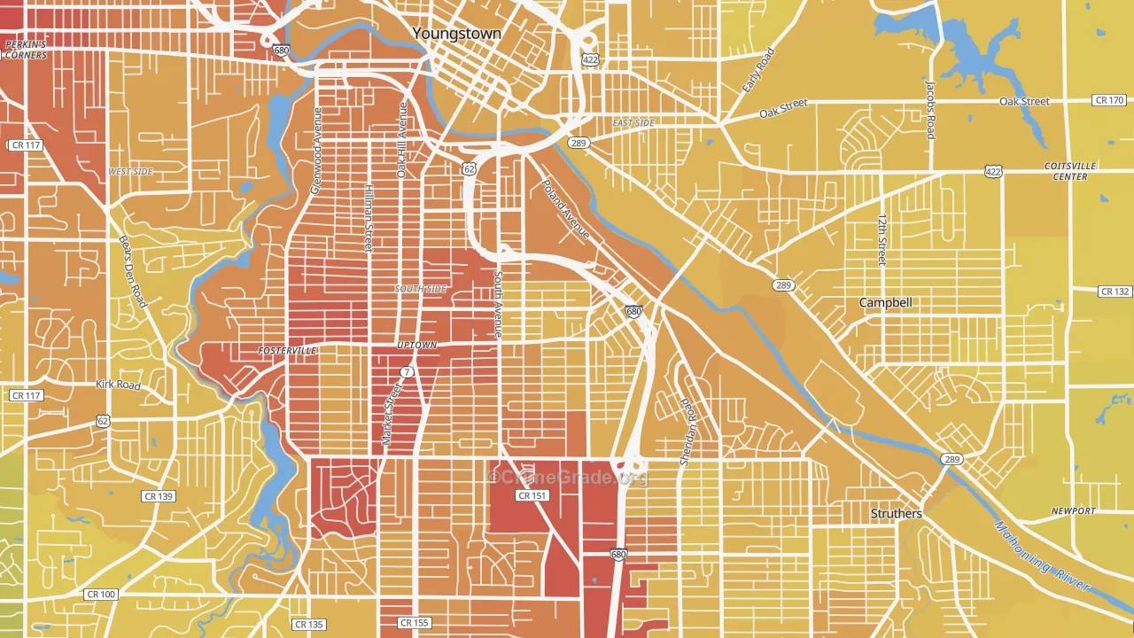 44502, OH Map of Vehicle Theft Rates