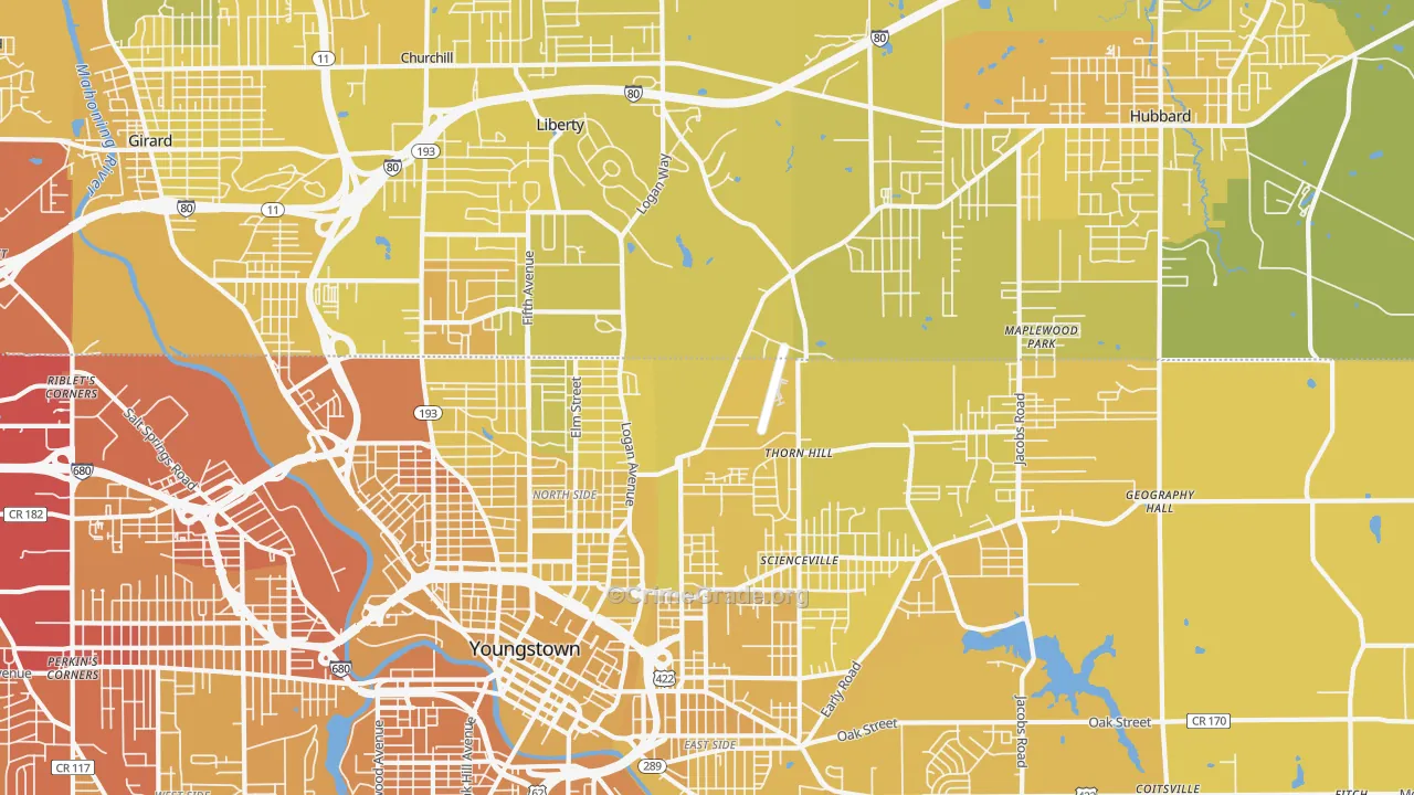 44505, OH Map of Vehicle Theft Rates