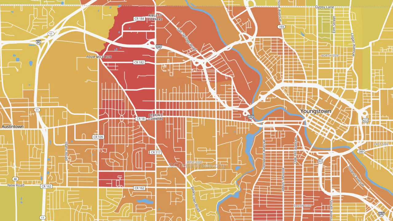 44509, OH Map of Vehicle Theft Rates