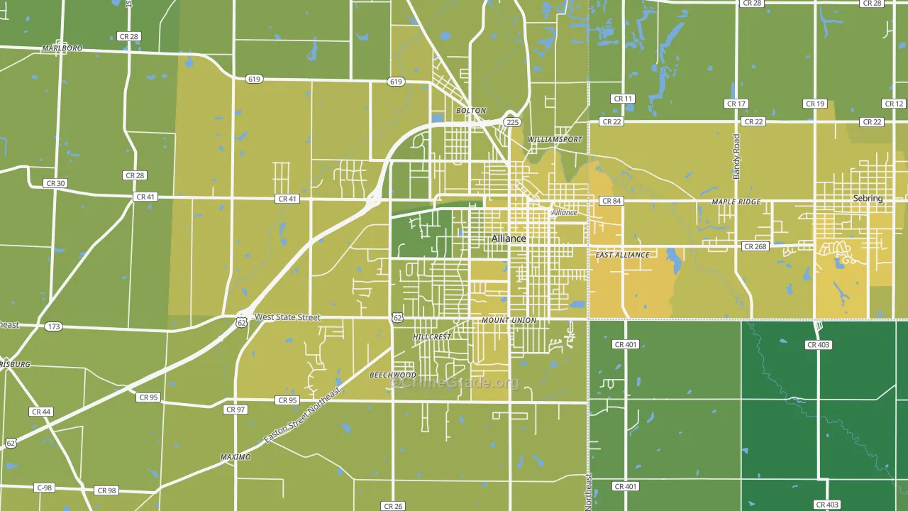 44601, OH Map of Vehicle Theft Rates