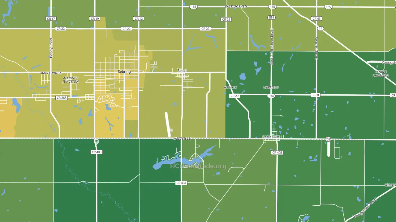 44609, OH Map of Vehicle Theft Rates