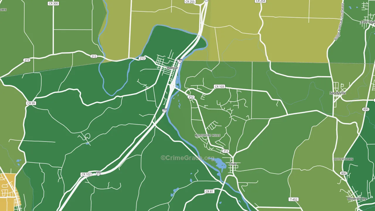 44612, OH Map of Vehicle Theft Rates
