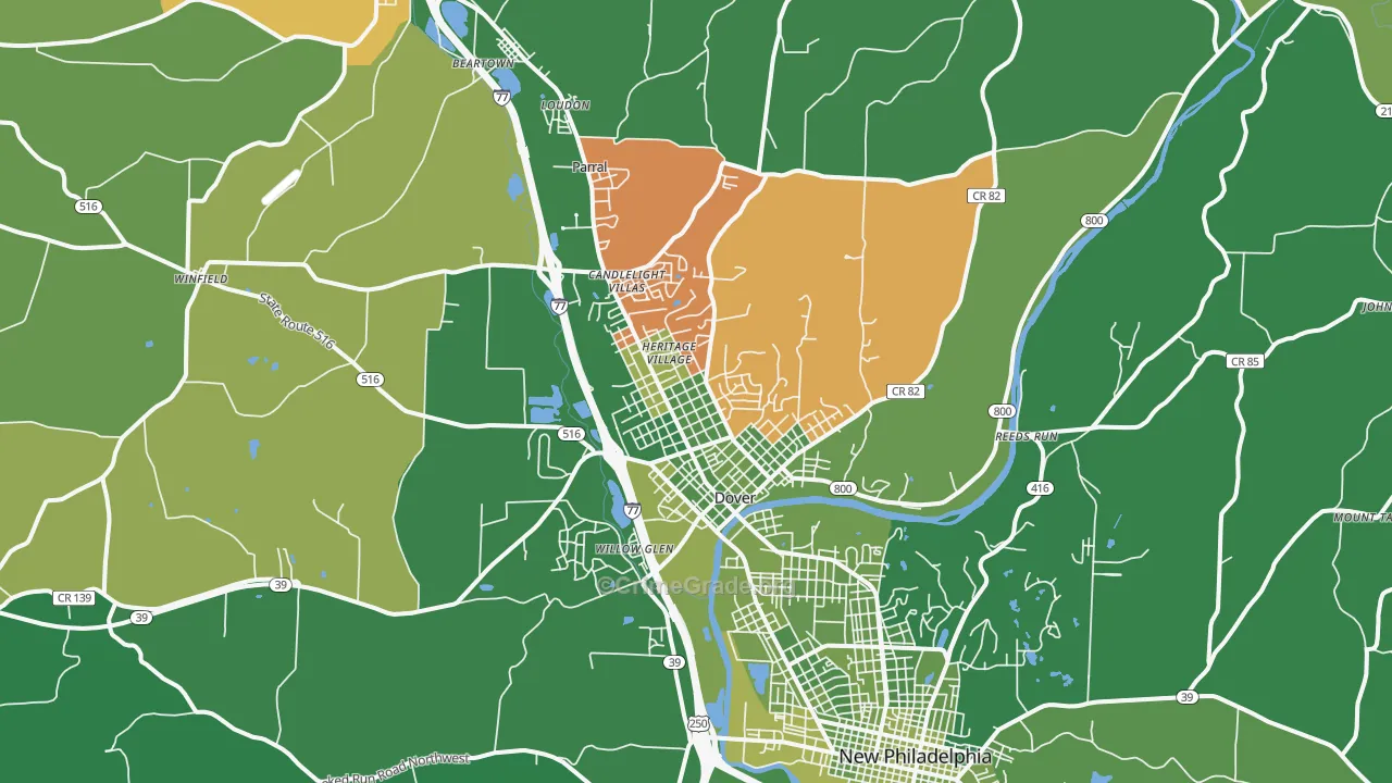 44622, OH Map of Vehicle Theft Rates
