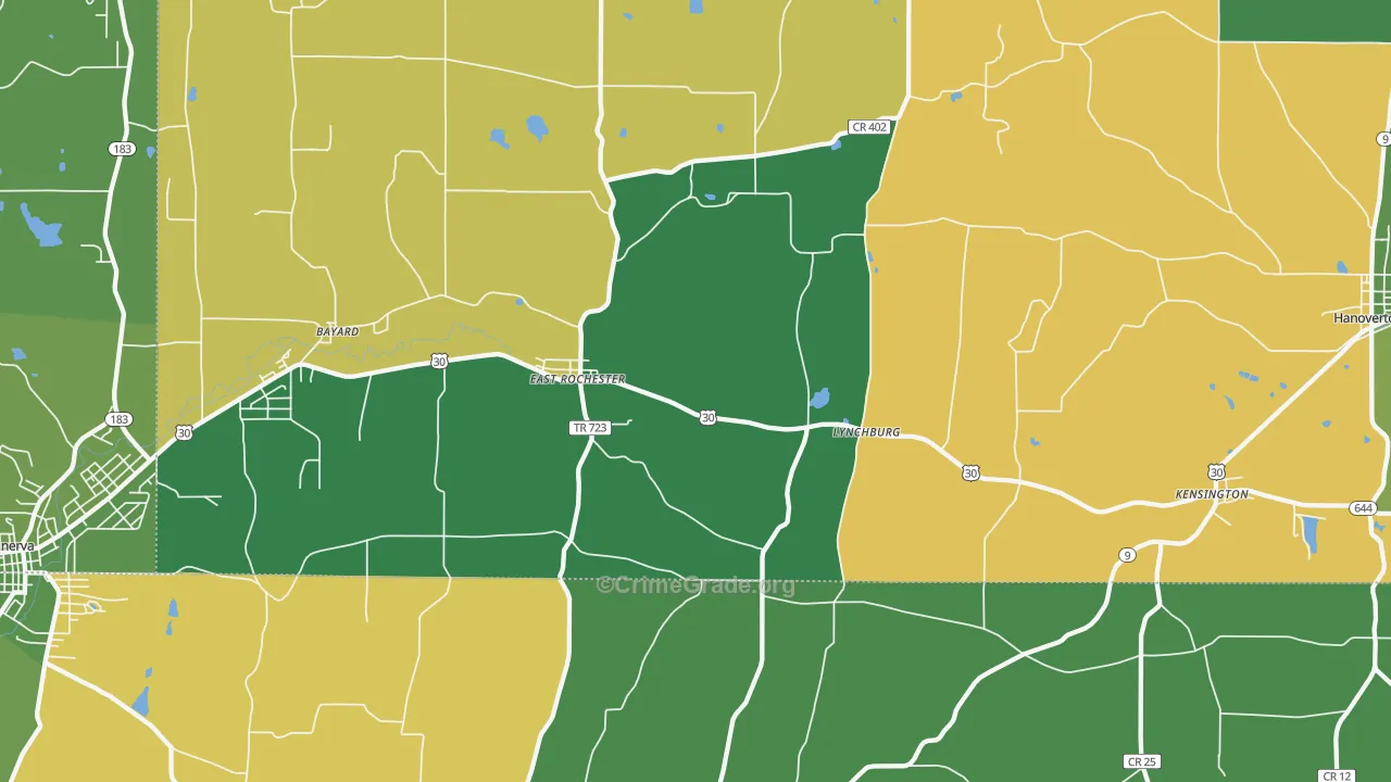 44625, OH Map of Vehicle Theft Rates